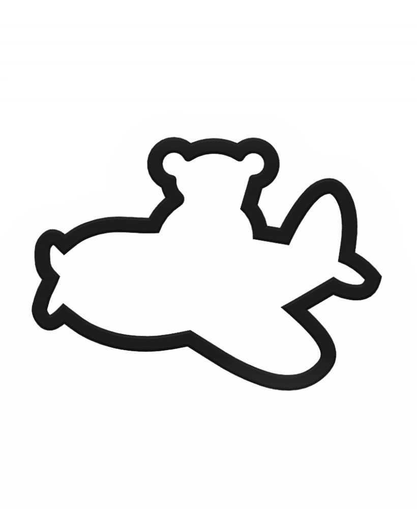 Airplane with Bear Cookie Cutter STL File - 4 inches 3d model