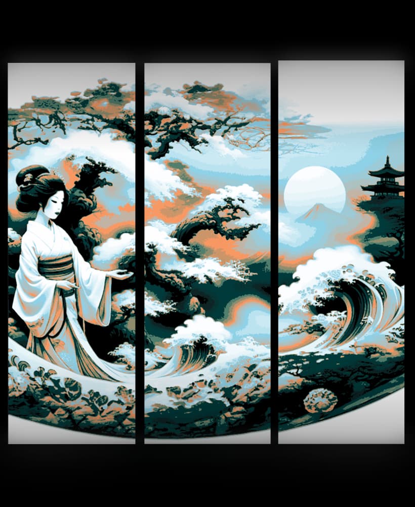 An artists depiction of the Oceans of Japan - Set in Bookmarks 3d model