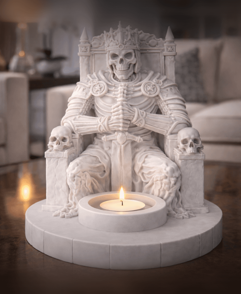 Skeleton King Candle Holder STL | Lich King Fantasy Decor 3d model