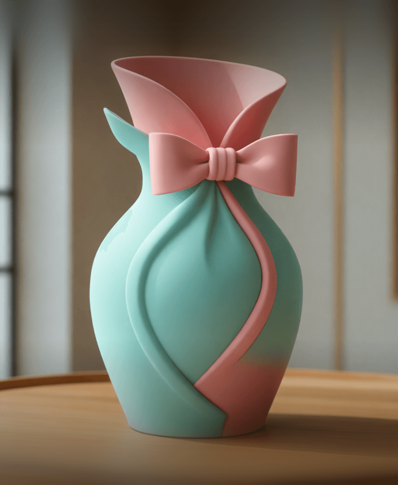 Elegant Ribbon Twist Vase 3d model