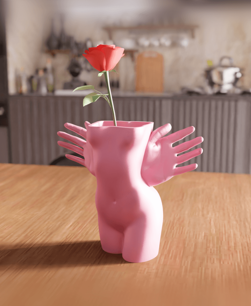 Surrealist Winged Hands Female Torso Vase 3d model