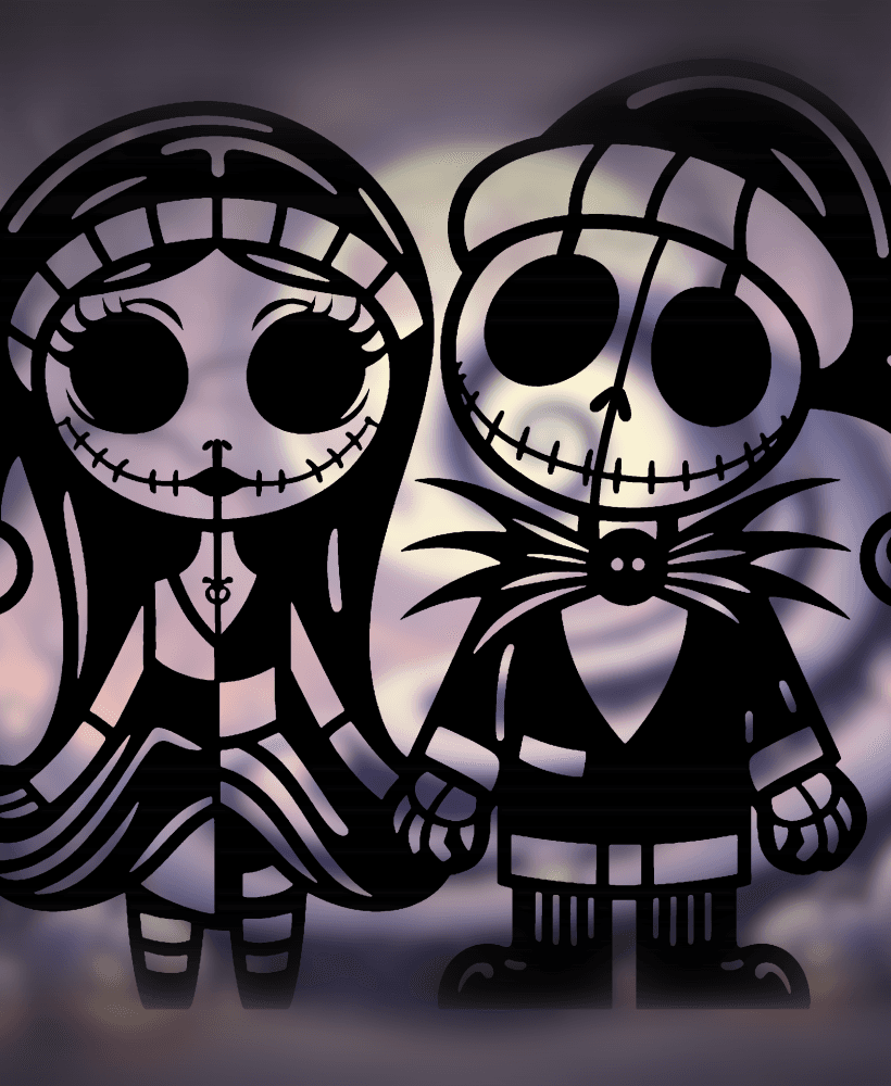 Jack and Sally Skellington as Santa Claus - Christmas Wall Art 3d model