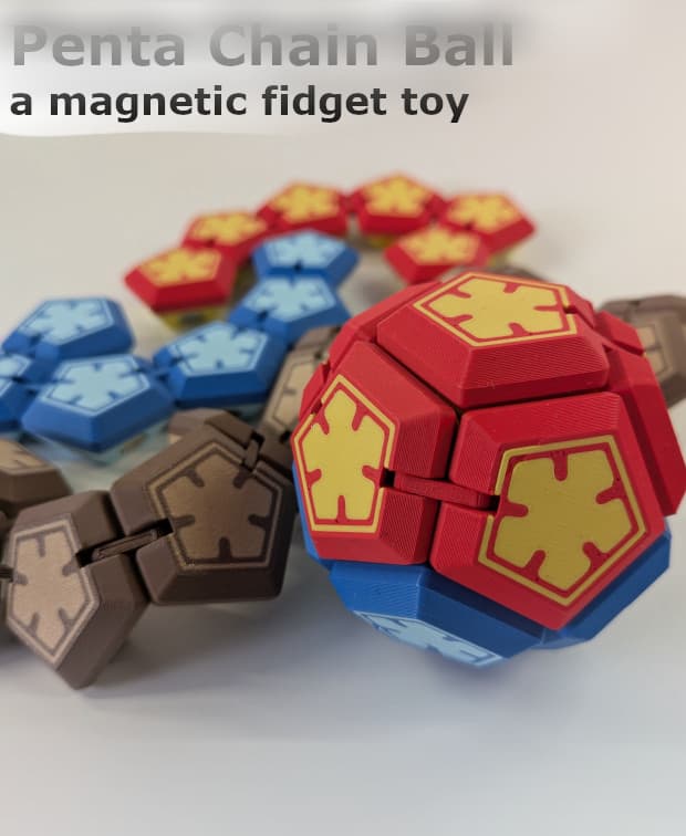 Penta Chain Ball - a magnetic fidget toy 3d model
