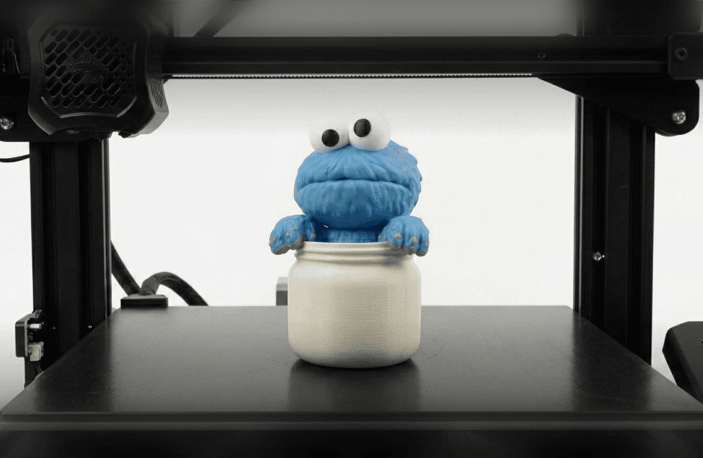 Hungry Blue Monster in Cookie Jar - Multicolor 3D Printable STL - Cute Cartoon Decor 3d model