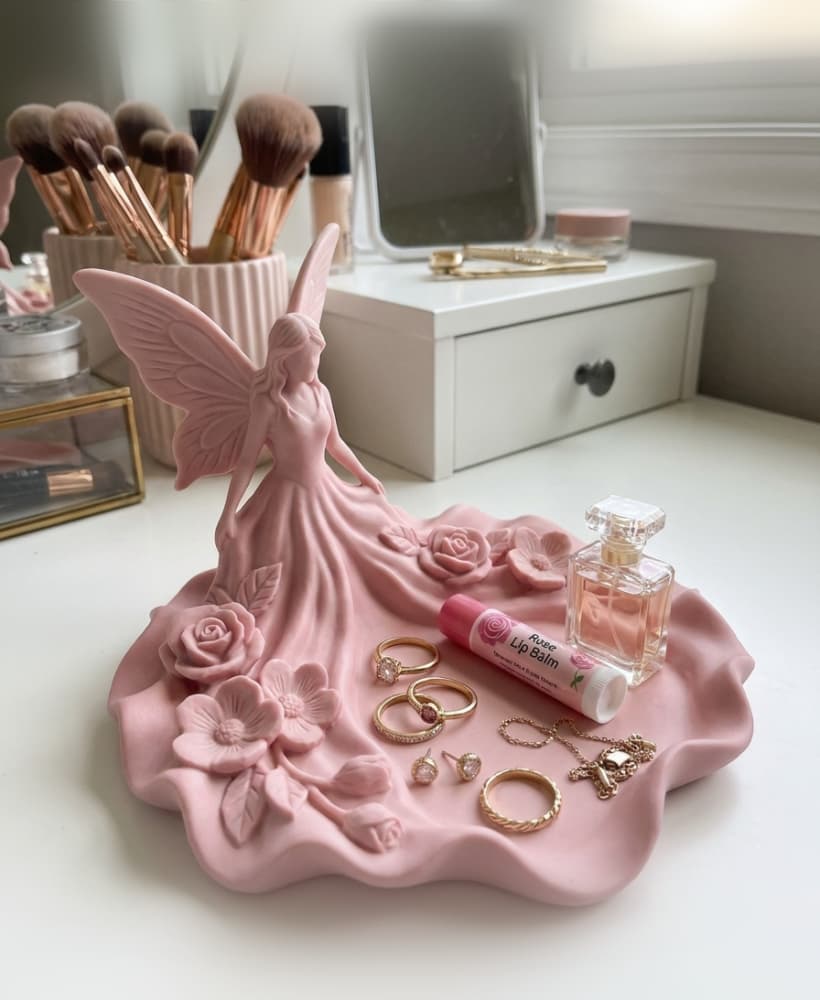 Fairy Goddess Floral Catchall Bowl - Sculptural Fantasy Jewelry Tray 3d model