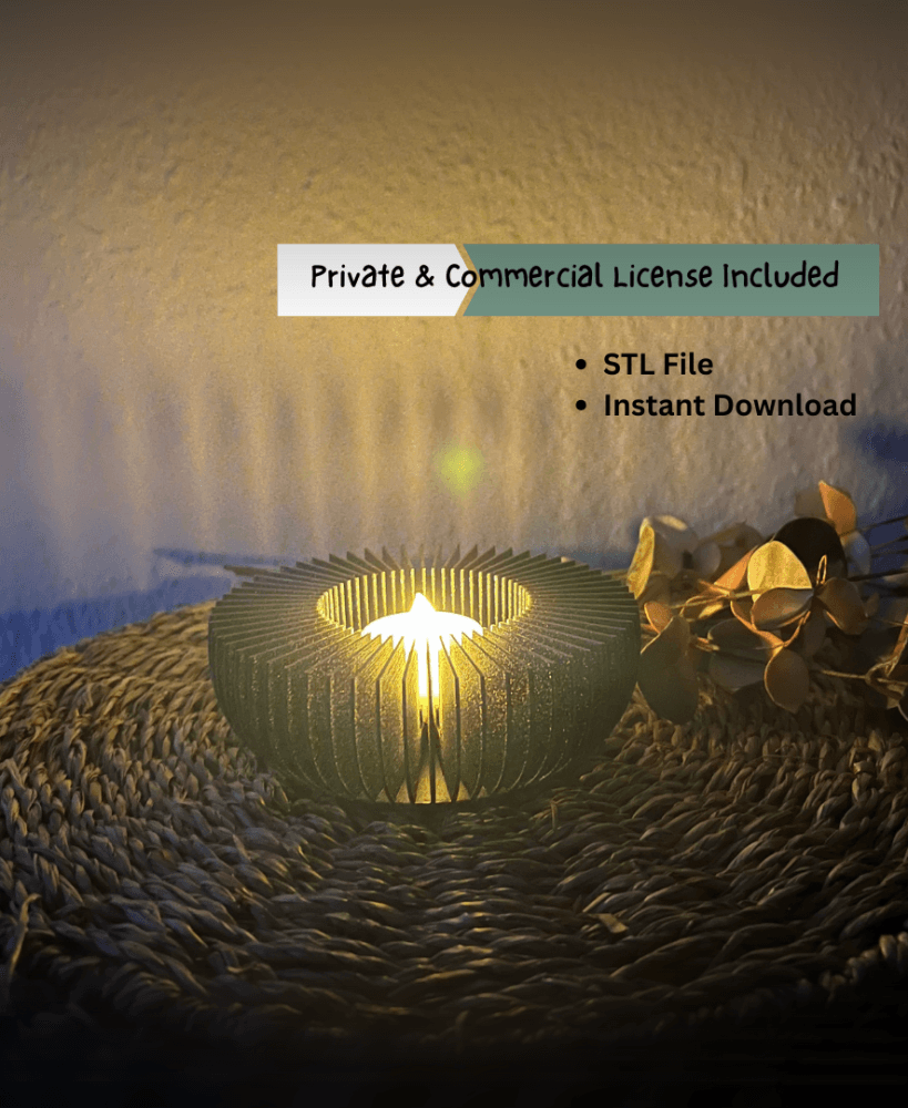 LED Tealight Holder STL File – Personal & Commercial License 3d model