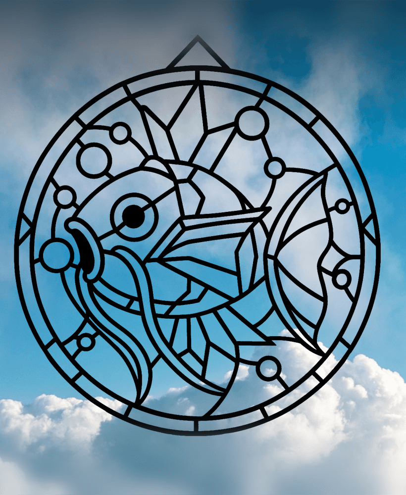 Magikarp Geometric Wall Art in Stained Glass Style 3d model