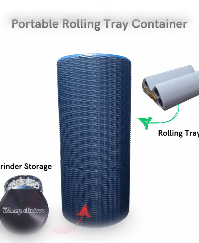 Canna-Tube: Portable Rolling Tray & Grinder Carrier for 1 1/4 Papers 3d model