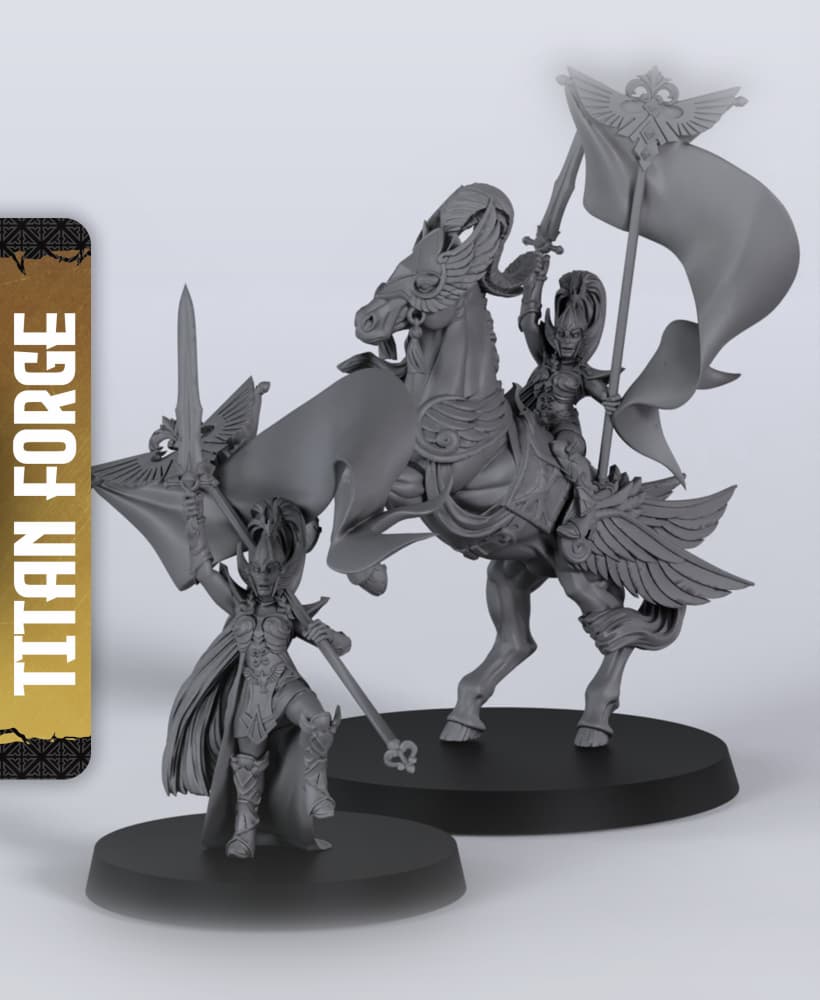 Highborne Standard Bearer - With Free Dragon Warhammer - 5e DnD Inspired for RPG and Wargamers 3d model