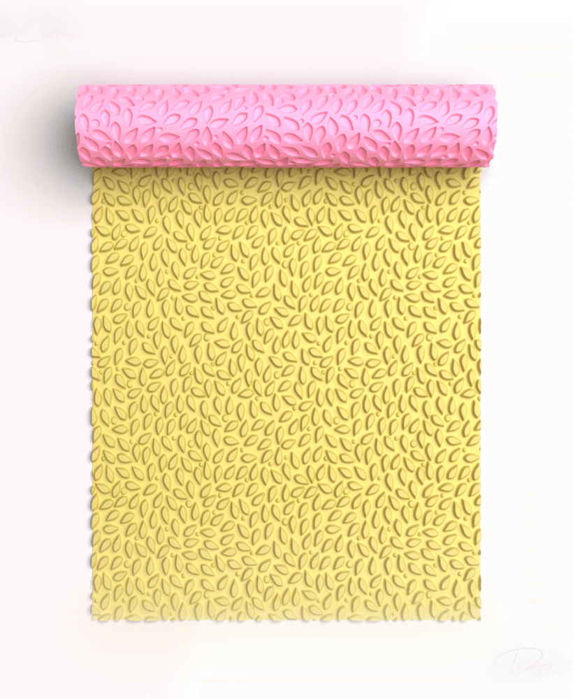 Floral Texture Roller For Polymer Clay, Leaves Clay Texture Rolling Pin, Polymer Clay Tool, No: 1409 3d model