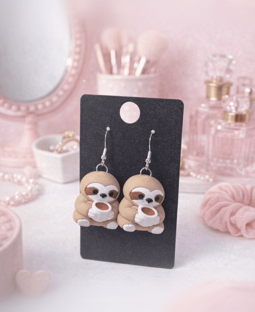 Tired Sloth Earrings 3d model