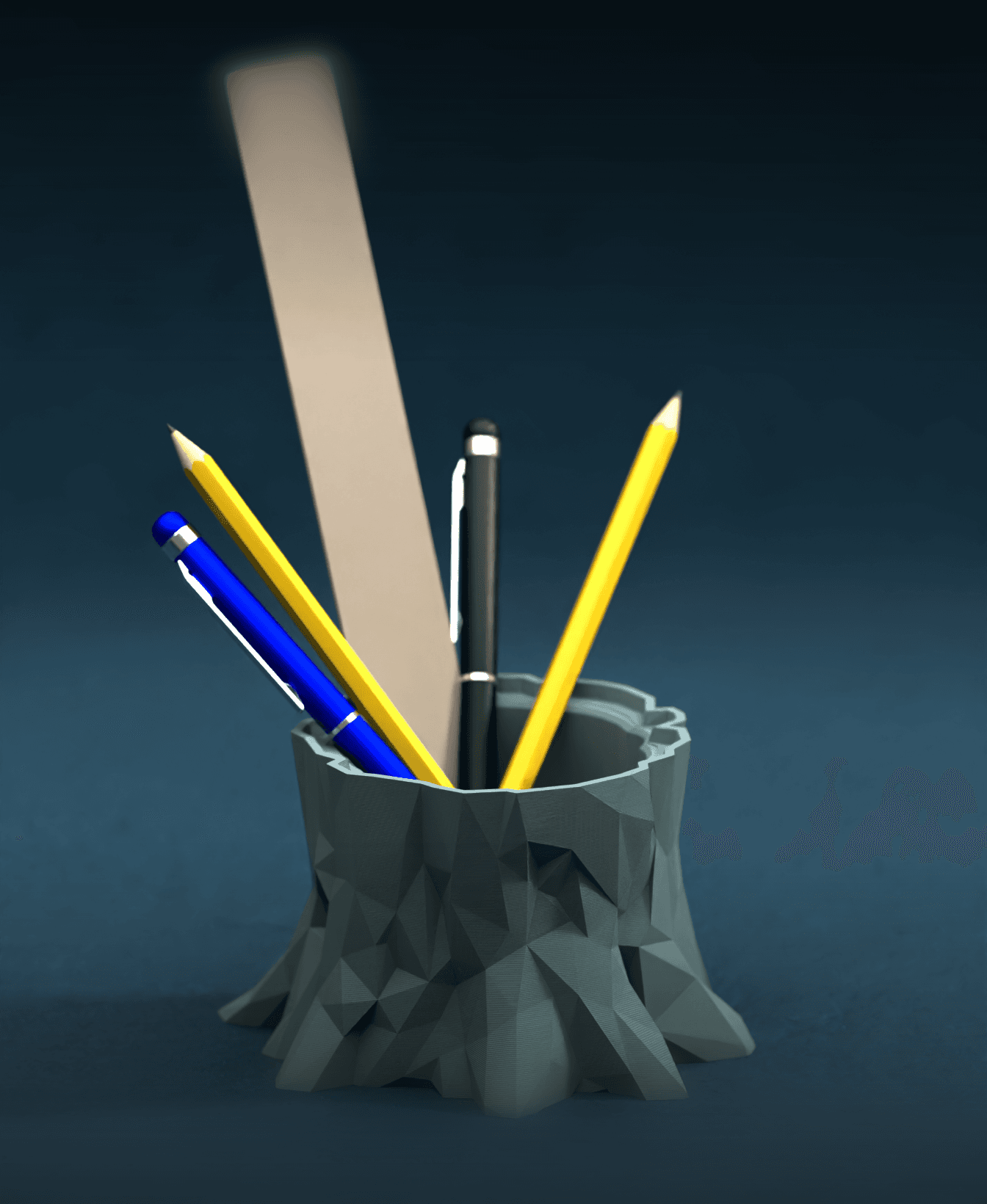 Poly Tree Stump Pot 3d model