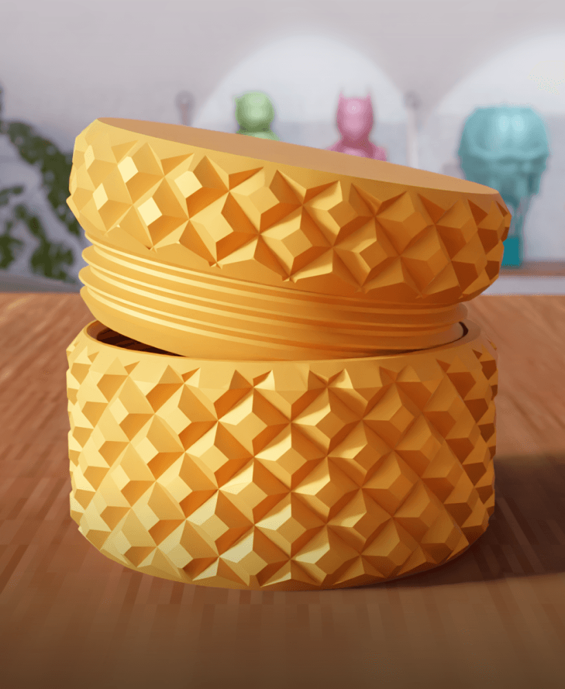 Geometric Knurled Box with Threaded Lid 3d model