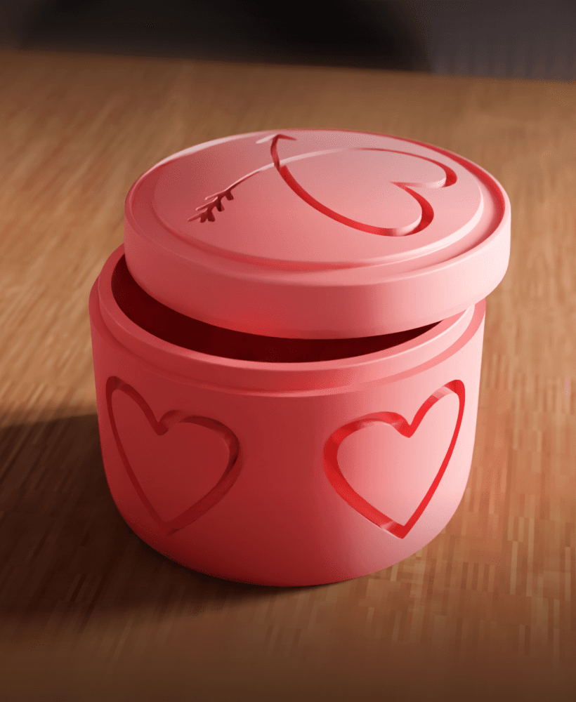 Heart Trinket Box with Lid and Cupid Arrow Design 3d model