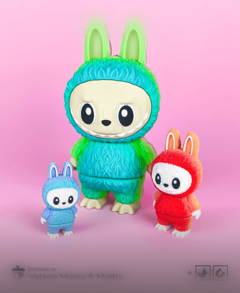Flexi Labubu (Keychain, Toy, Magnet), Print-in-Parts & Print-in-Place, Fan-Art 3d model
