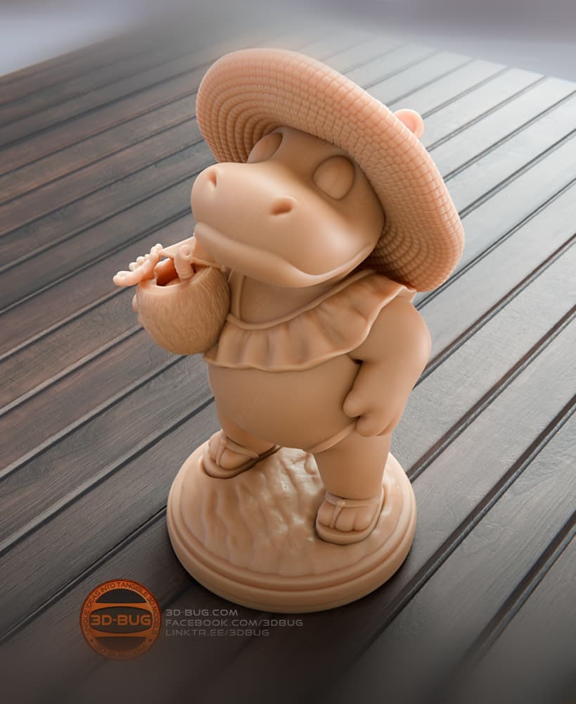 Stylized Hippo on vacation 3d model