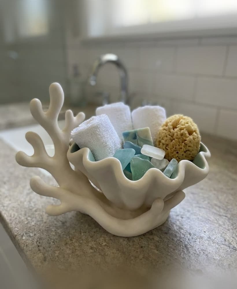 Ocean Coral & Giant Clam Shell Decorative Vanity Bowl 3d model