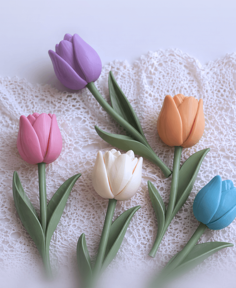 Tulip Flower Figure | Spring Floral Bouquet | Botanical Home Decor - Gift 3d model