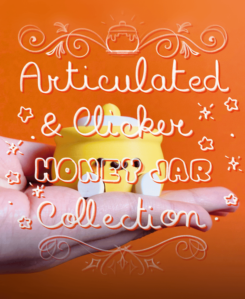 Cute Articulated & Clicker Honey Jar | No AMS | Print-in-place | Support-free 3d model