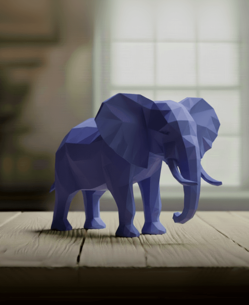 Majestic Low Poly Elephant - Geometric Safari Sculpture 3d model
