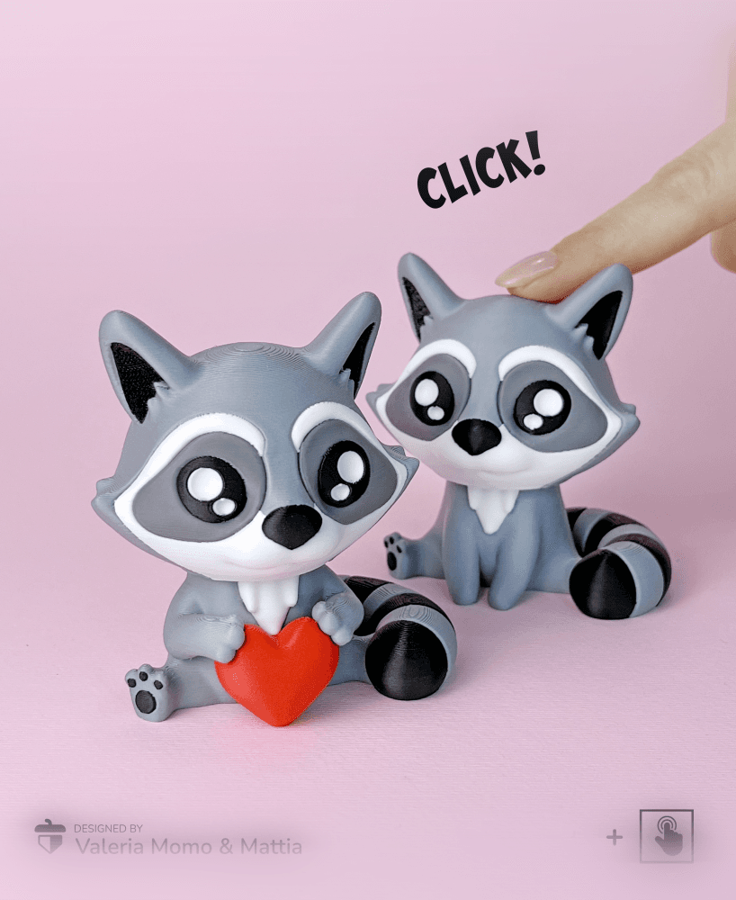 Cute Raccoon Clicker, with Heart and w/o Heart! Fun Clicky 3d model
