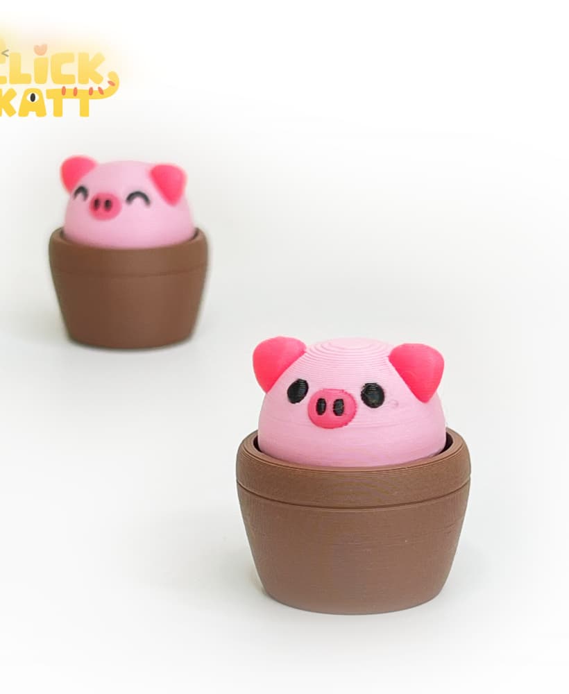 Piggy Pot - Clicker Fidget Toy Keychain 3d model