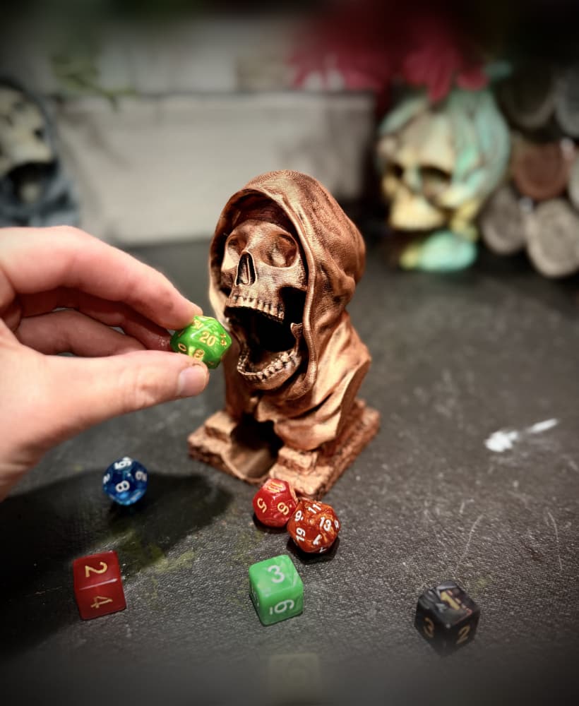 Hooded skull dice tower 3d model