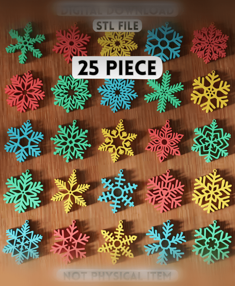25 Pcs Snowflake Tree Ornament Bundle 3d model