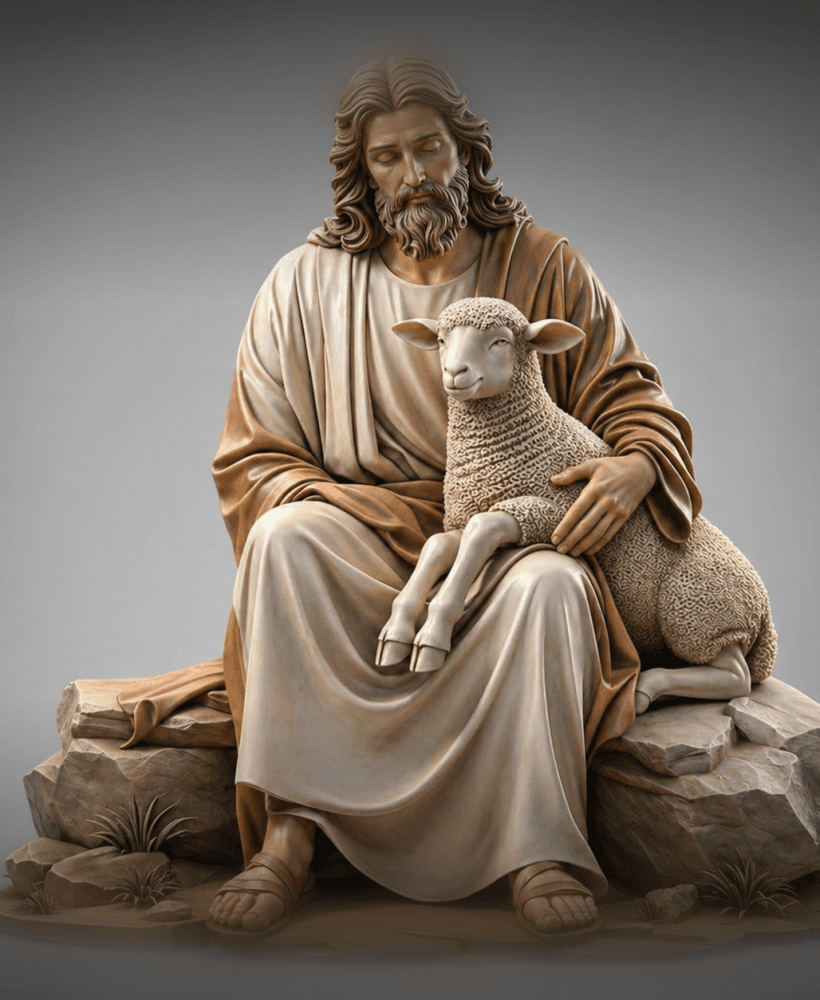 Good Shepherd Jesus with Lamb STL – Christian Religious Statue for 3D Printing 3d model