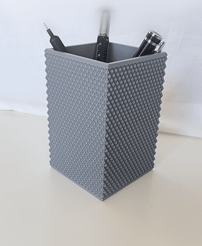 Ribbed Texture Pen Holder (Square Edition - V2) 3d model
