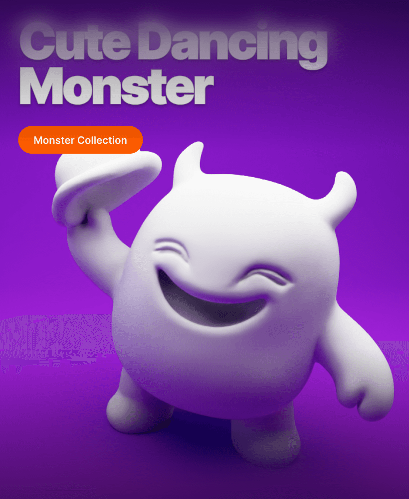 Dancing Monster with Hat – Cute 3D Printable Character for Display or Decoration 3d model