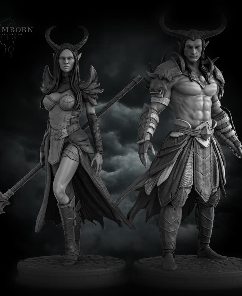 (75mm) Tiefling Twins 3d model