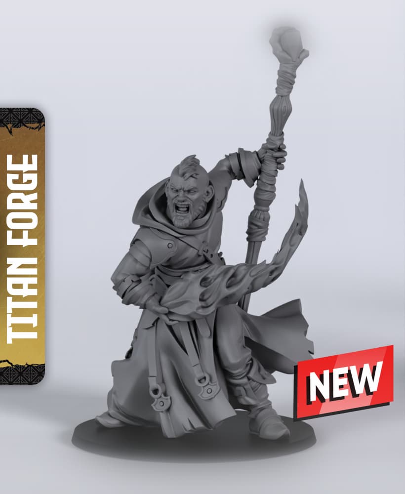 Human Male Wizard - With Free Dragon Warhammer - 5e DnD Inspired for RPG and Wargamers 3d model