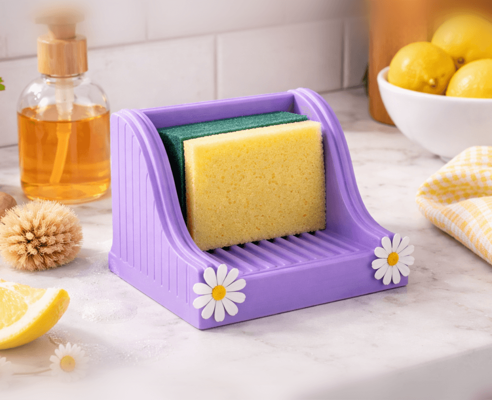 Lavender Daisy Soap & Sponge Holder 3d model