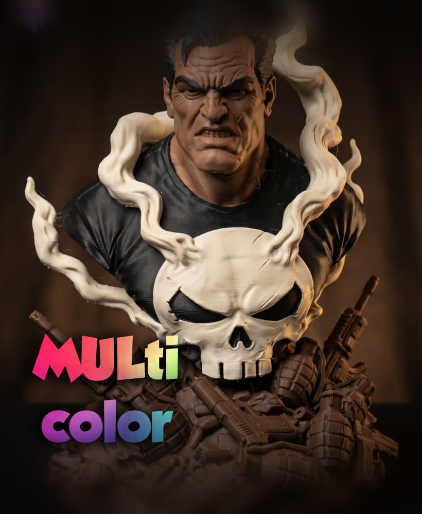 Punisher Bust 3MF | Comic Hero Multi-Color | FDM 3d model