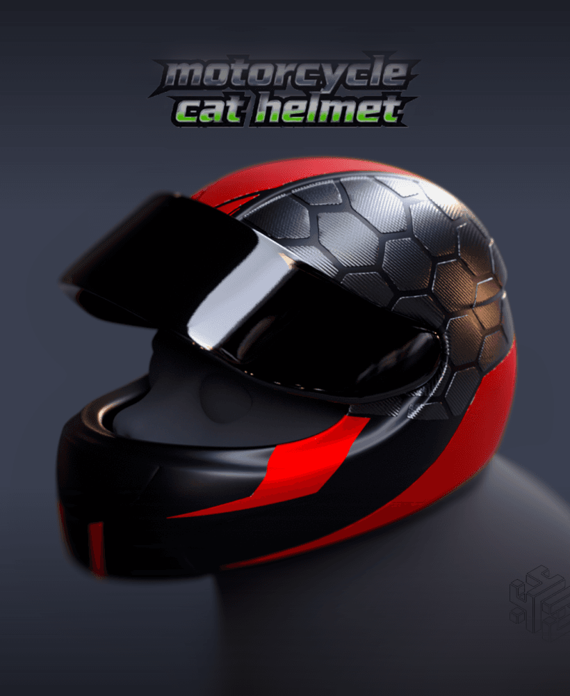 Motorcycle Cat Helmet – 3D Printable Cat Mask 3d model