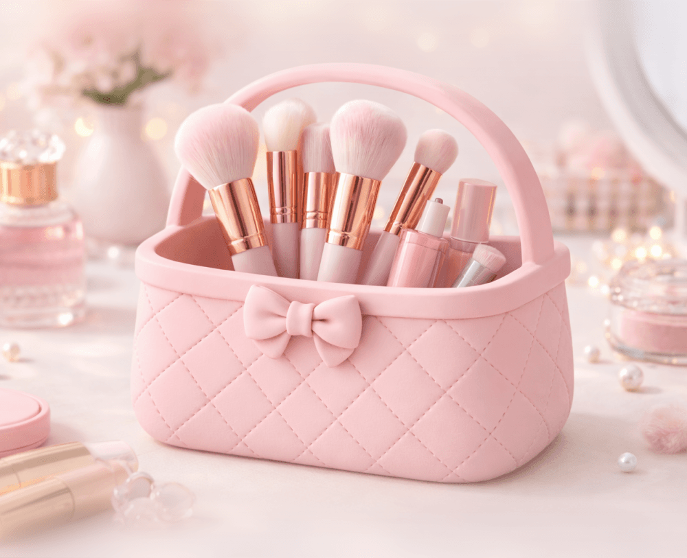 Quilted Makeup Brush Holder Vanity Decor ideal for 3D Printing 3d model