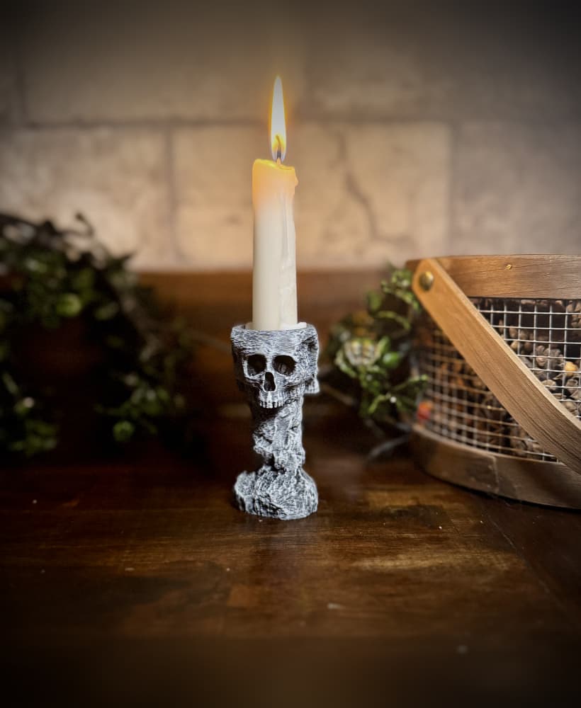 Skull and stone candlestick holder 3d model