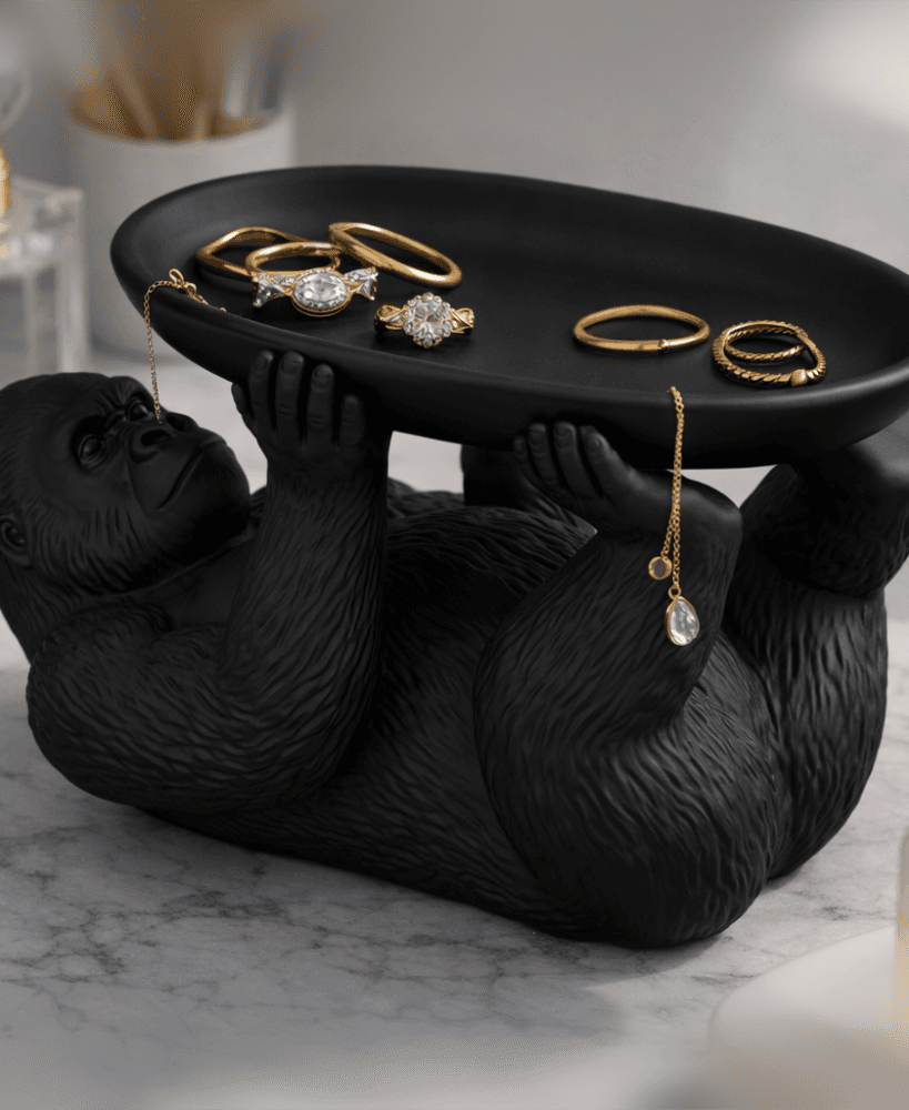 Gorilla Jewelry Tray STL – Black Ape Ring Holder Organizer 3d model