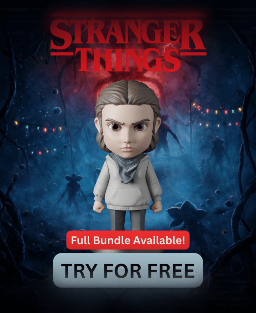Eleven Stranger Things - Free Sample STL | Full 17-Character Bundle on Profile 3d model
