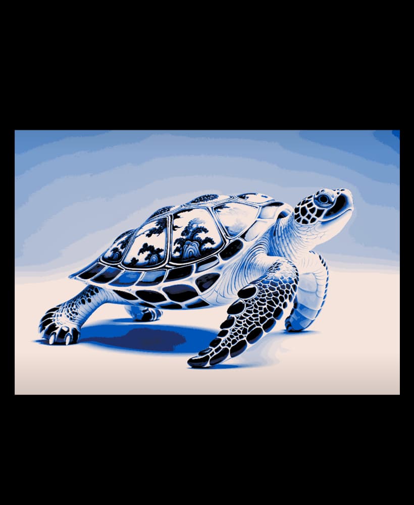 The Fragile Elegance - Porcelain Sea Turtle Swimming - Hueforge art 3d model