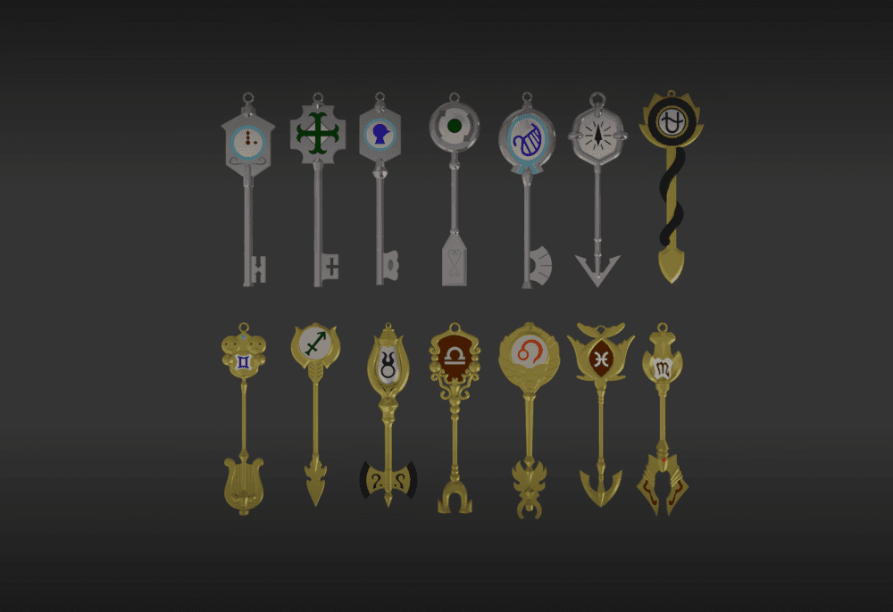 All FairyTail Celestial and Spirit Keys 3D print model 3d model