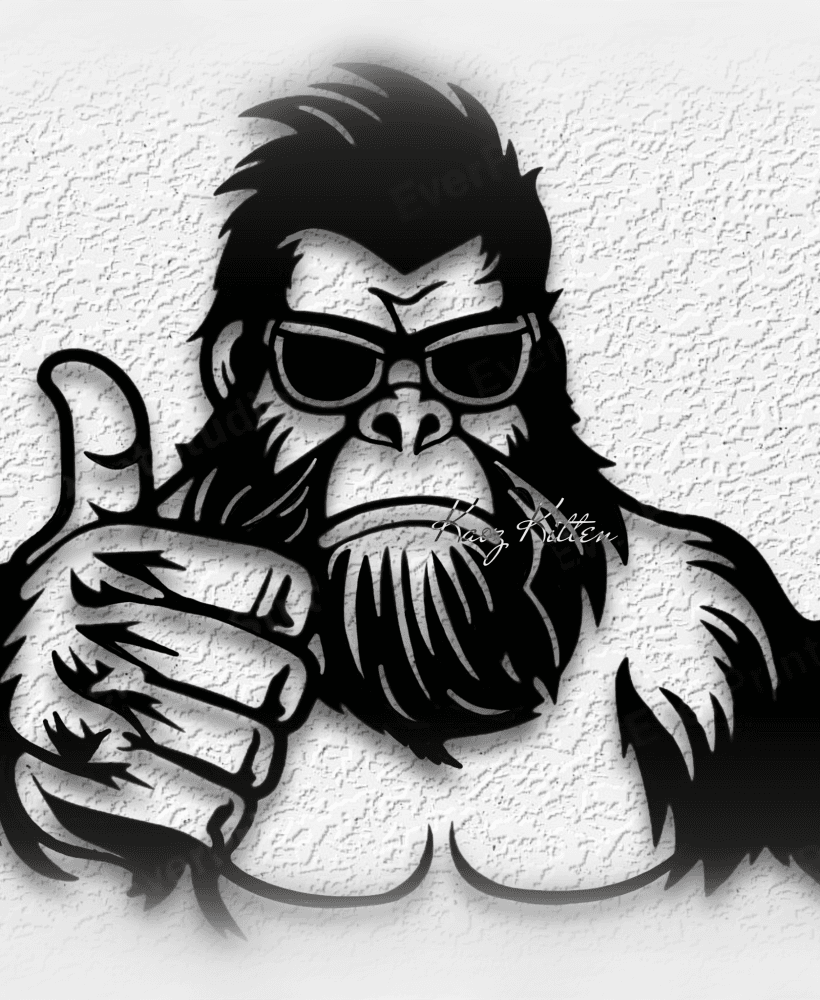 bigfoot thumbs up wall art sasquatch home decor 3d model