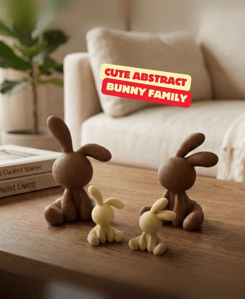 CUTE ABSTRACT BUNNY FAMILY / CUTE EASTER DECOR / BUNNY FAMILY / ABSTRACT BUNNY SCULPTURES 3d model