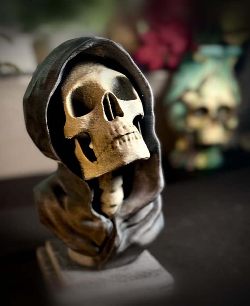 Hooded skull statue and bookends 3d model