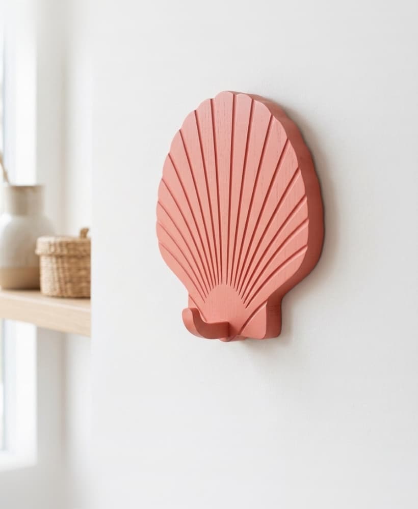 Scallop Seashell Wall Hook - Coastal Decor Towel Hanger STL 3d model