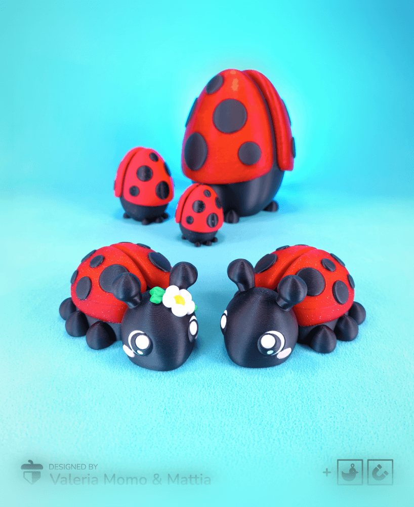 Cute Flexi Ladybug (Toy, Keychain & Magnet) 3d model