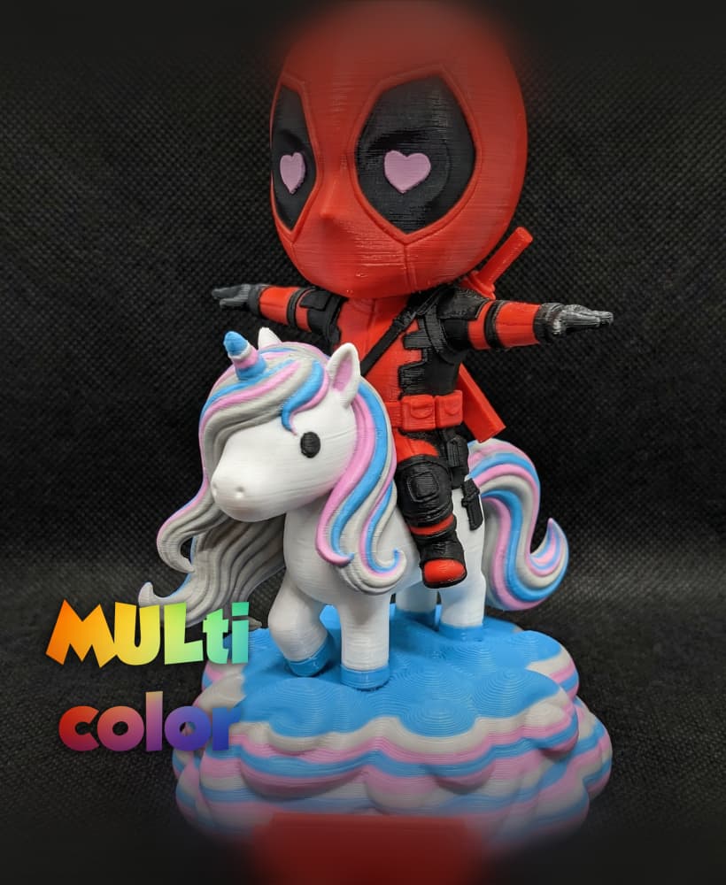Deadpool Unicorn Multi-Color 3MF | Comic Figure | Bambu Ready 3d model
