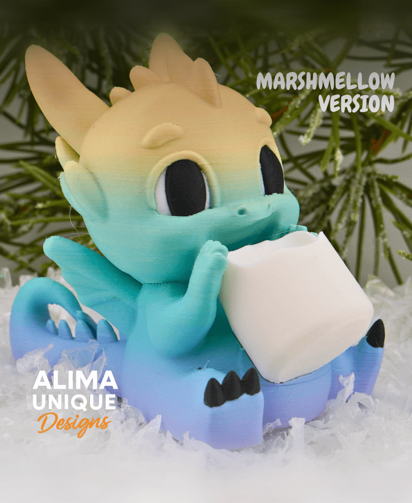 Hungry Baby Dragon eating Marshmallow / Deco / Christmas Ornament 3d model