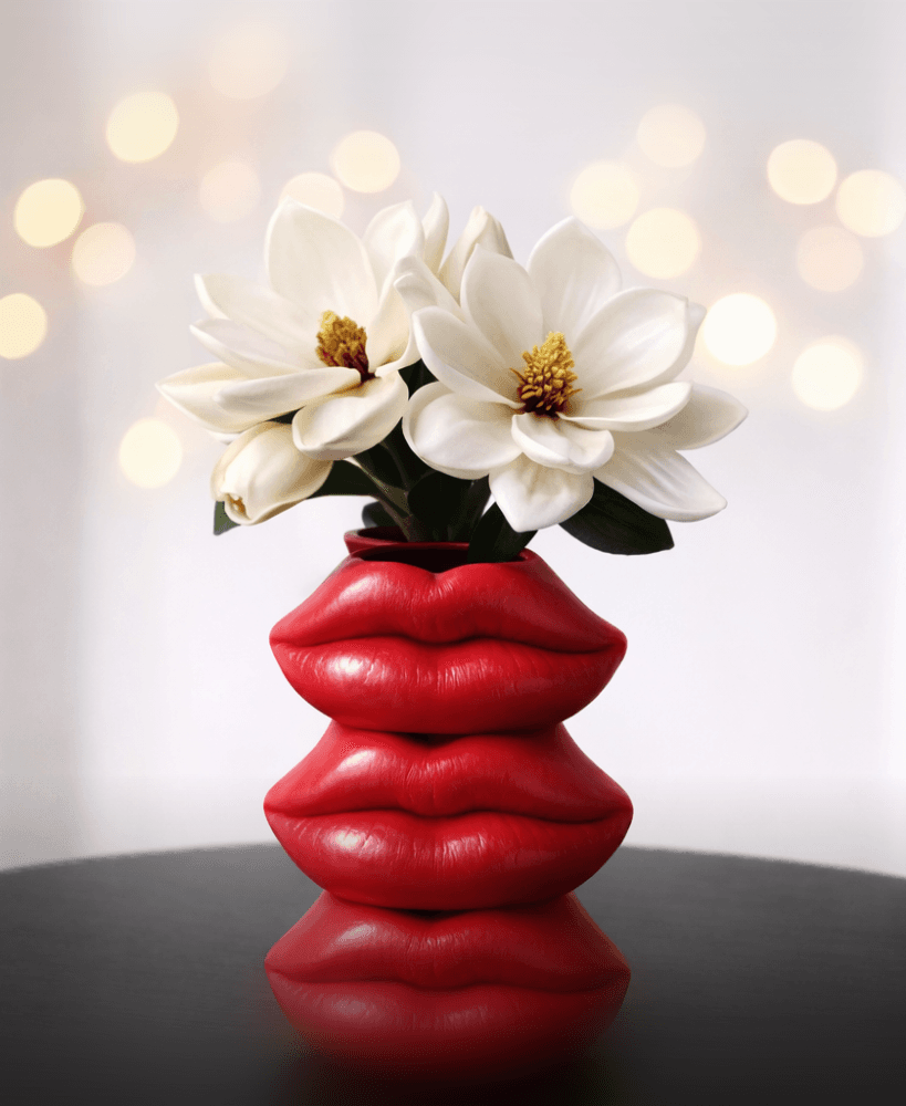 3D Lips Vase | Modern Face Embossed Lip Planter | Pop Art Flower Vase - Home Decor 3d model